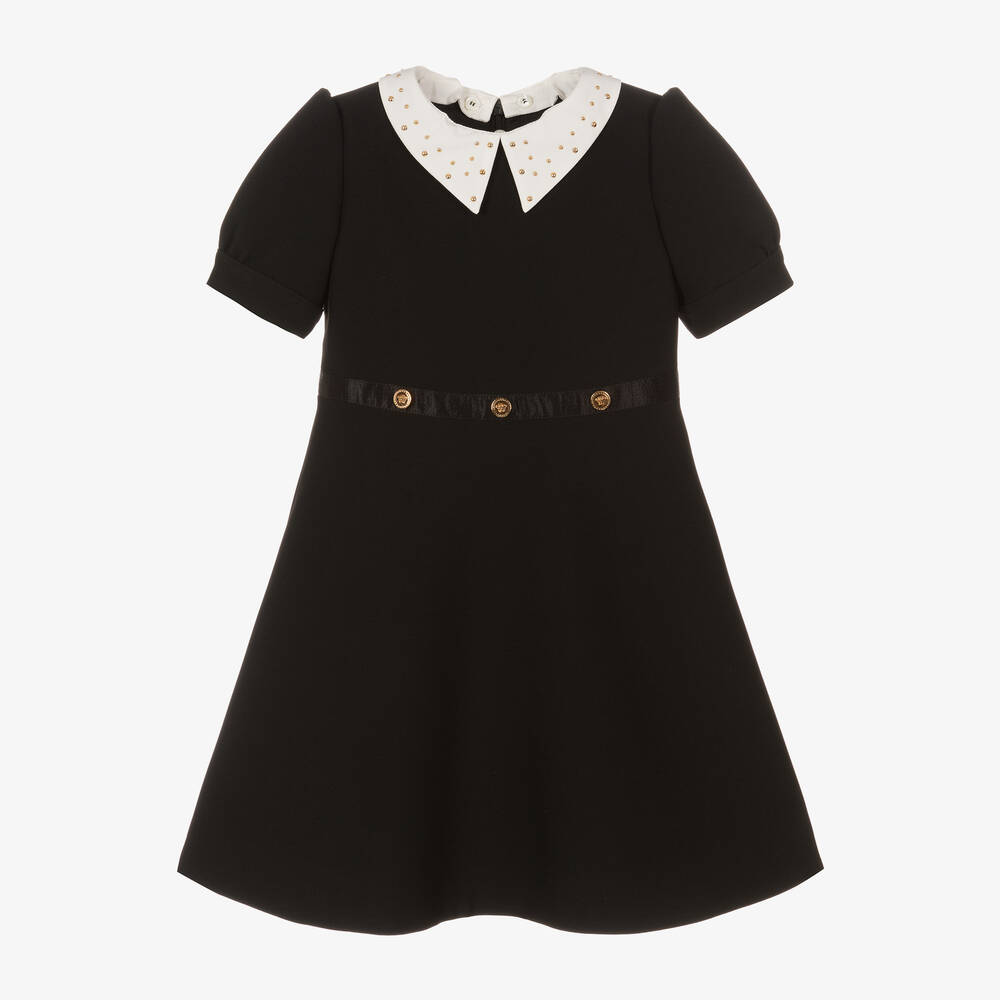 Versace-فستان لون أسود بياقة بيضاء | Childrensalon Outlet