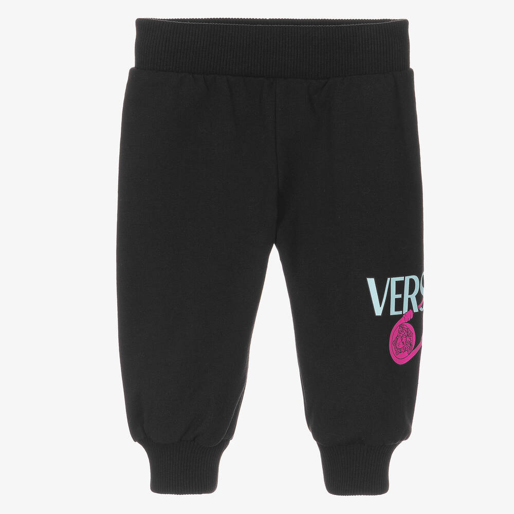 Versace - Bas jogging noir coton Fille | Childrensalon