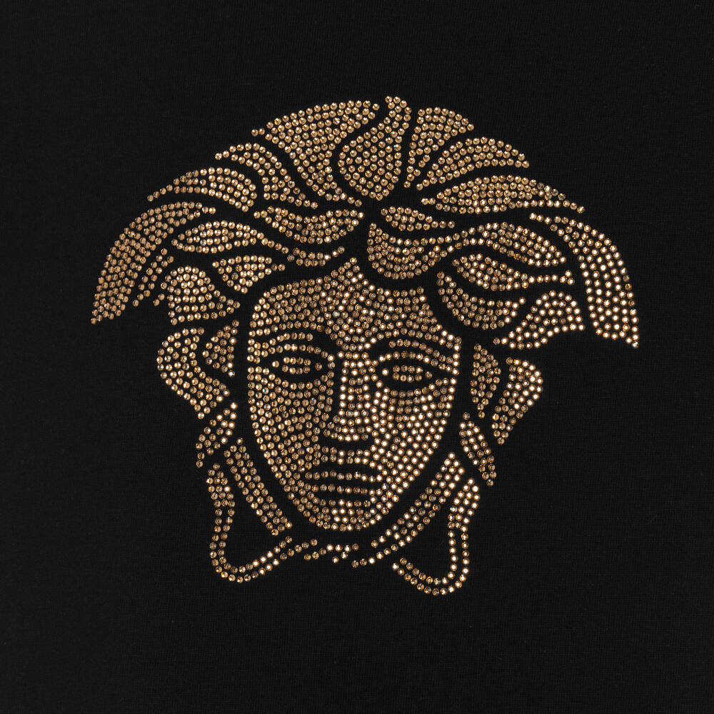 Versace-Черная хлопковая футболка Medusa для девочек | Childrensalon Outlet