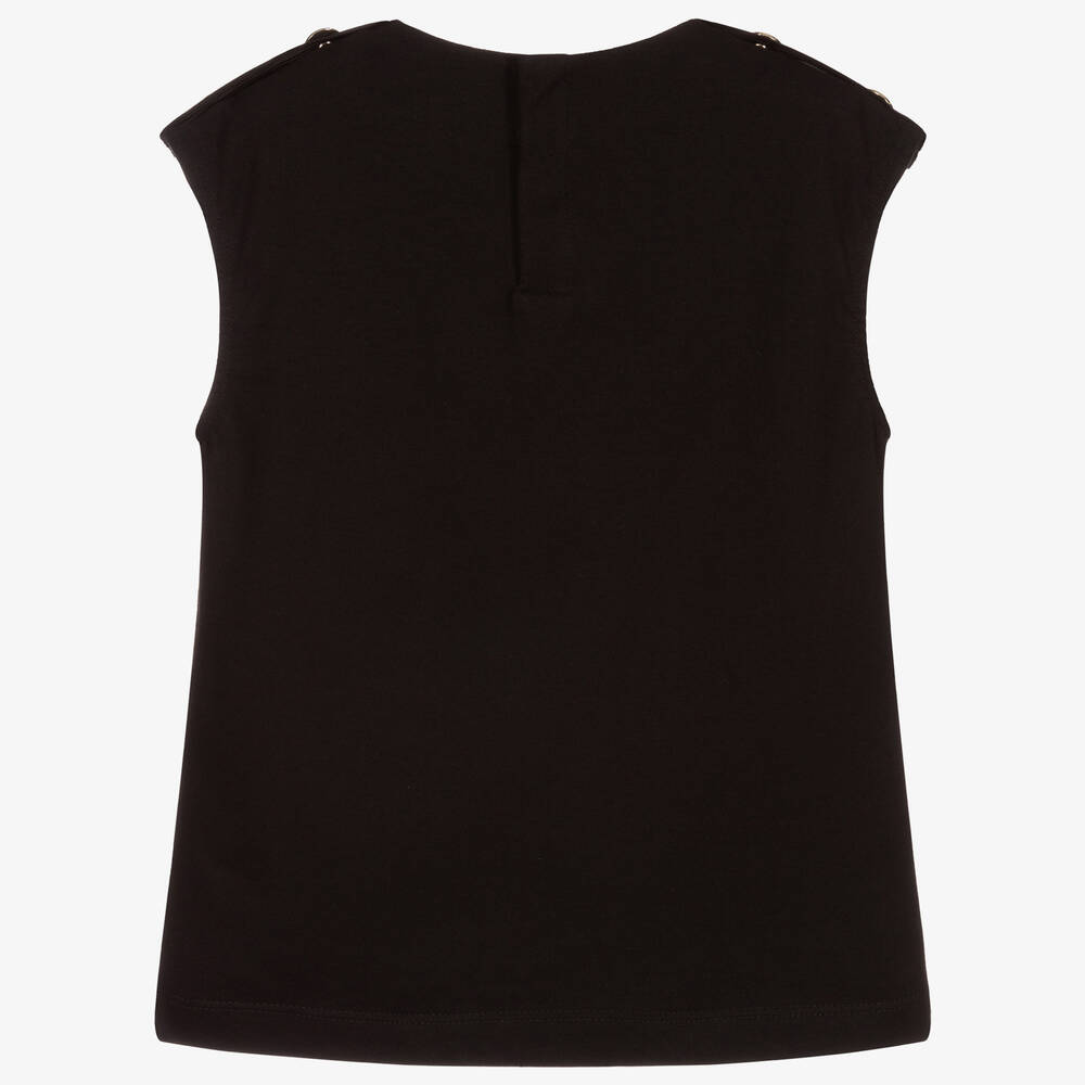 Versace-Girls Black Cotton T-Shirt  | Childrensalon Outlet