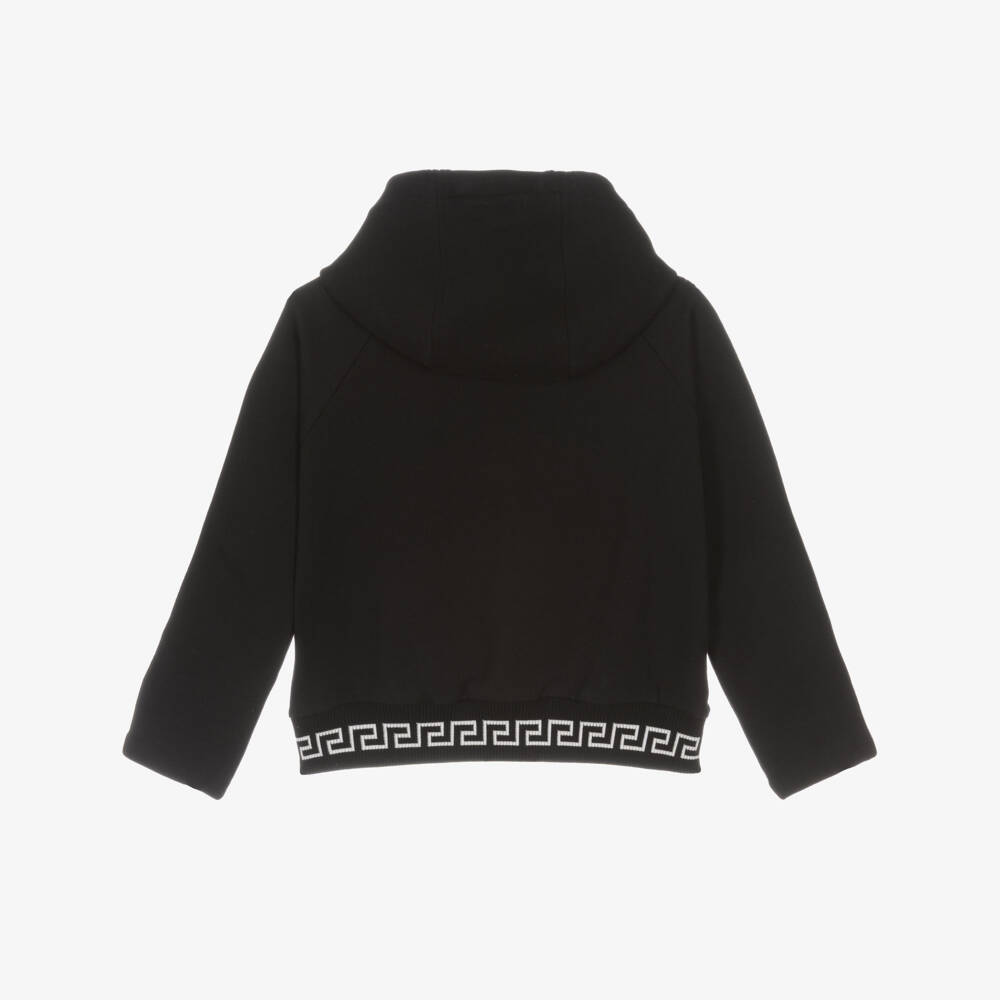 Versace-Черная кофта на молнии с узором Greca для девочек | Childrensalon Outlet
