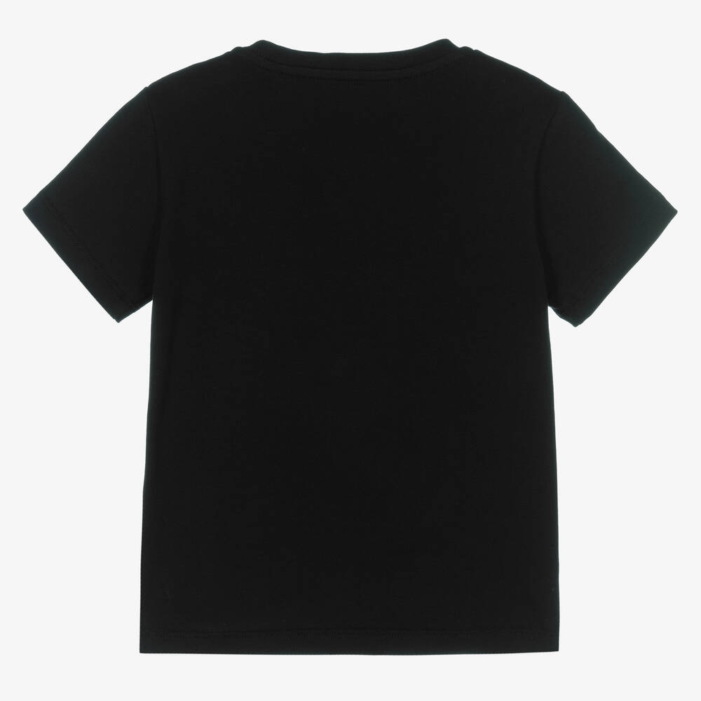 Versace-تيشيرت قطن لون أسود مزين بديامنتي للبنات | Childrensalon Outlet