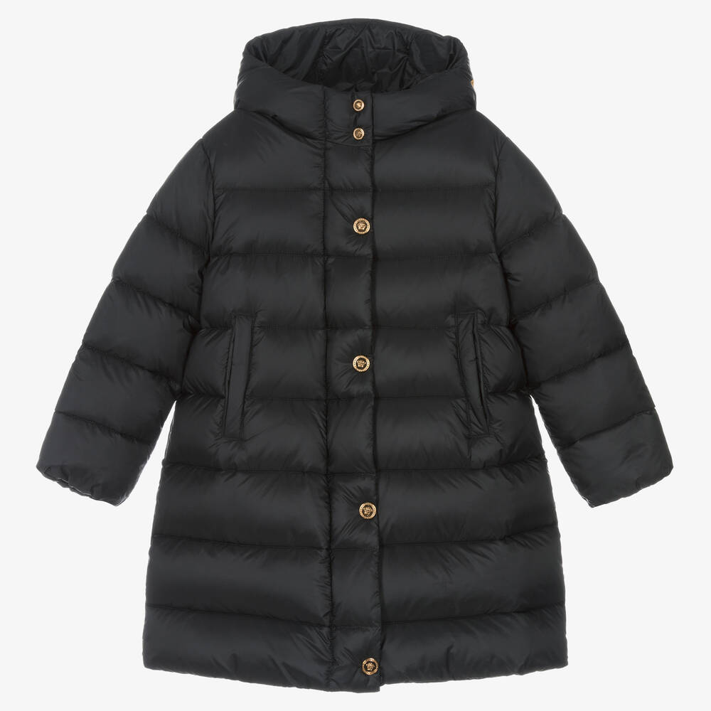 Versace - Girls Black Down Padded Puffer Coat | Childrensalon