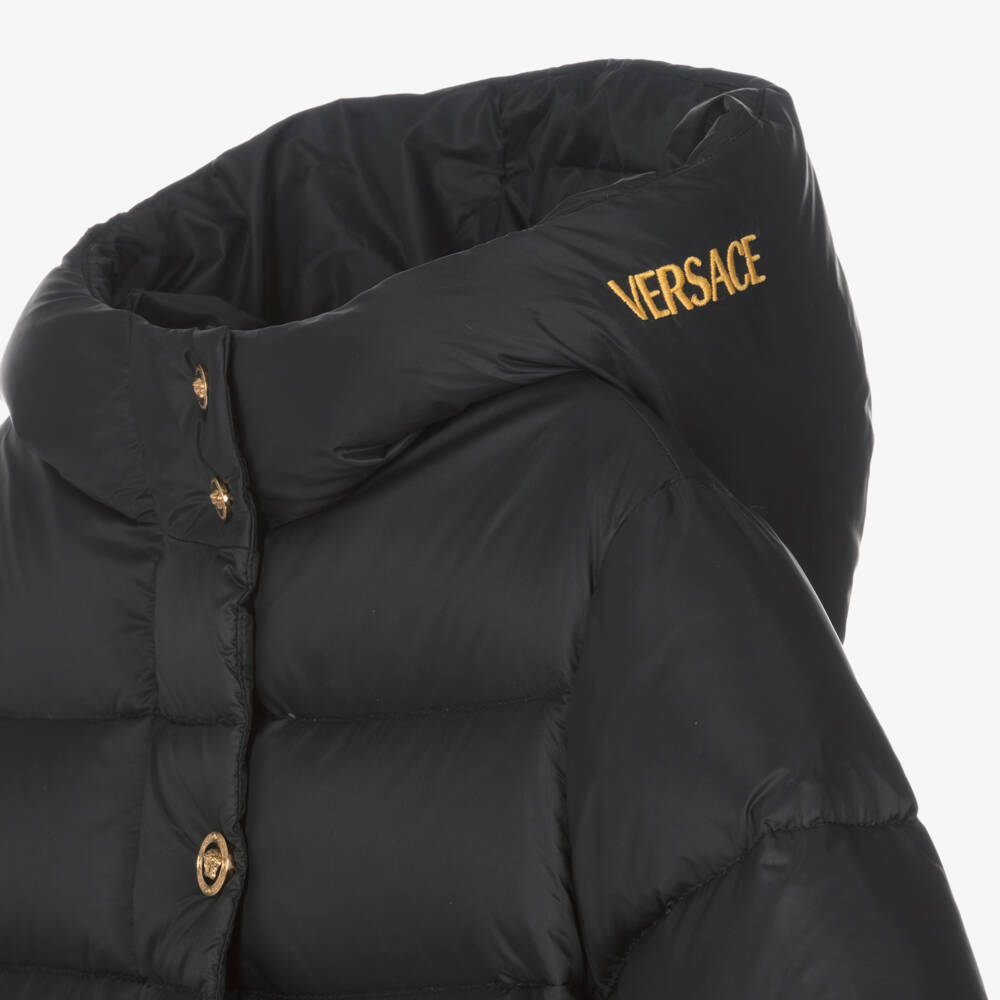Versace-Girls Black Down Padded Puffer Coat | Childrensalon Outlet