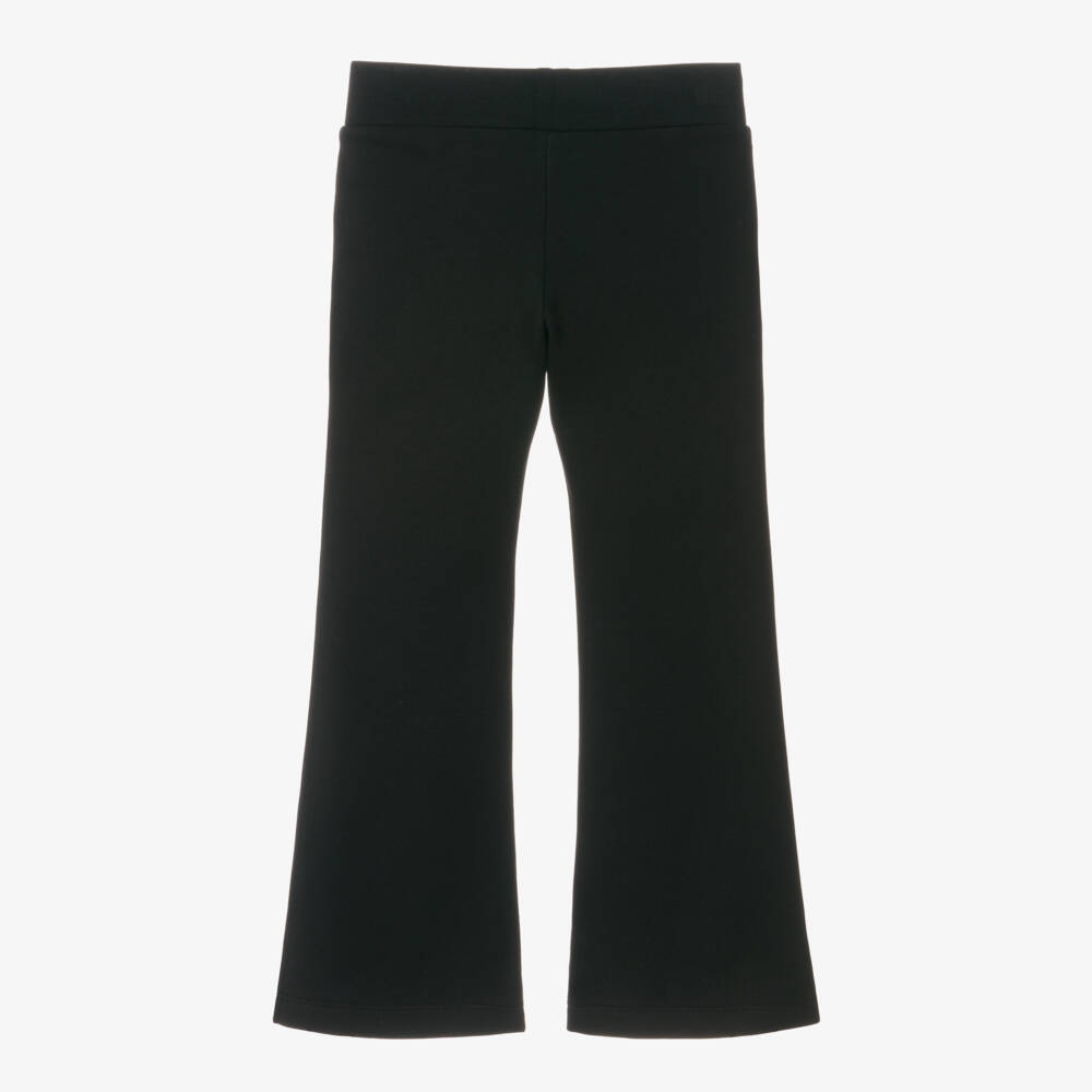 Versace-Girls Black Flared Cotton Trousers | Childrensalon Outlet