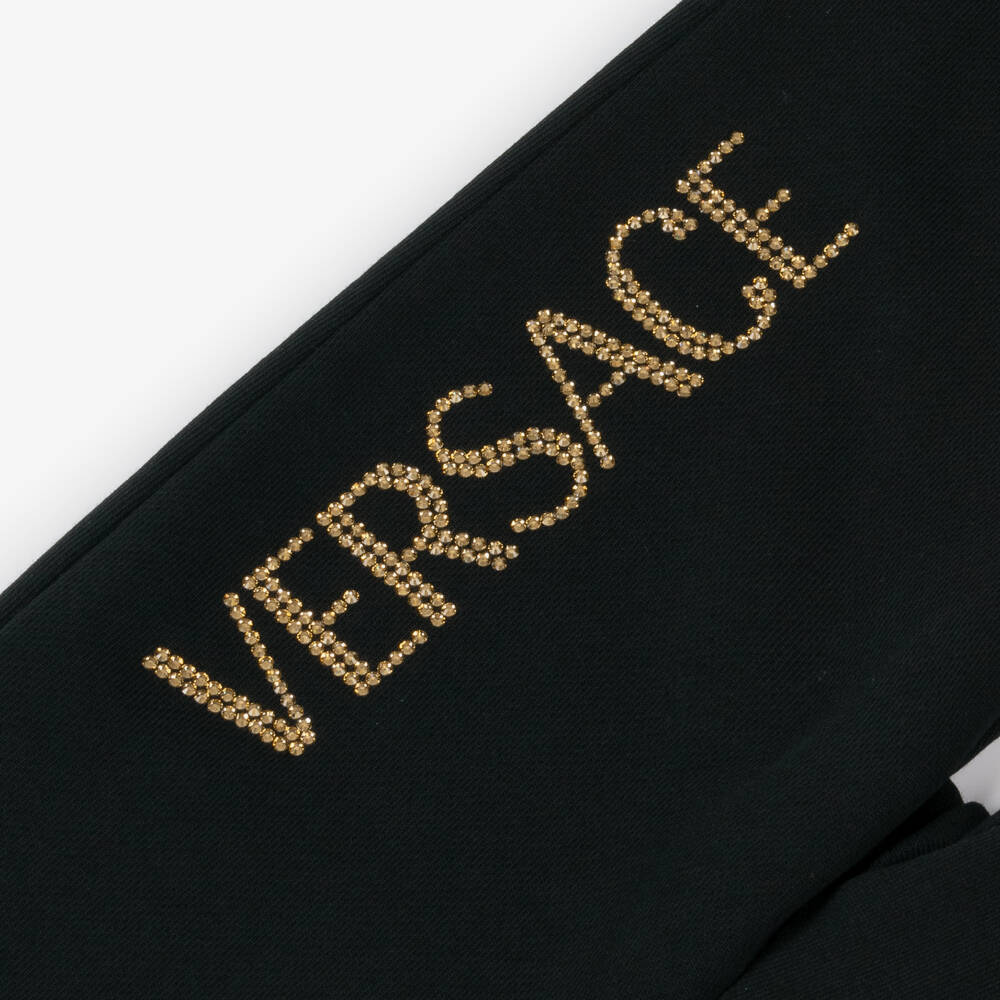 Versace-Girls Black Flared Cotton Trousers | Childrensalon Outlet