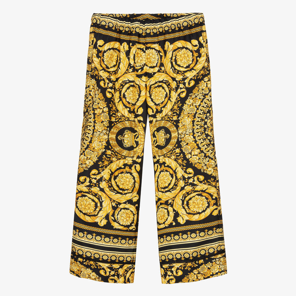 Versace - Barocco Seidenhose in Schwarz/Gold  | Childrensalon