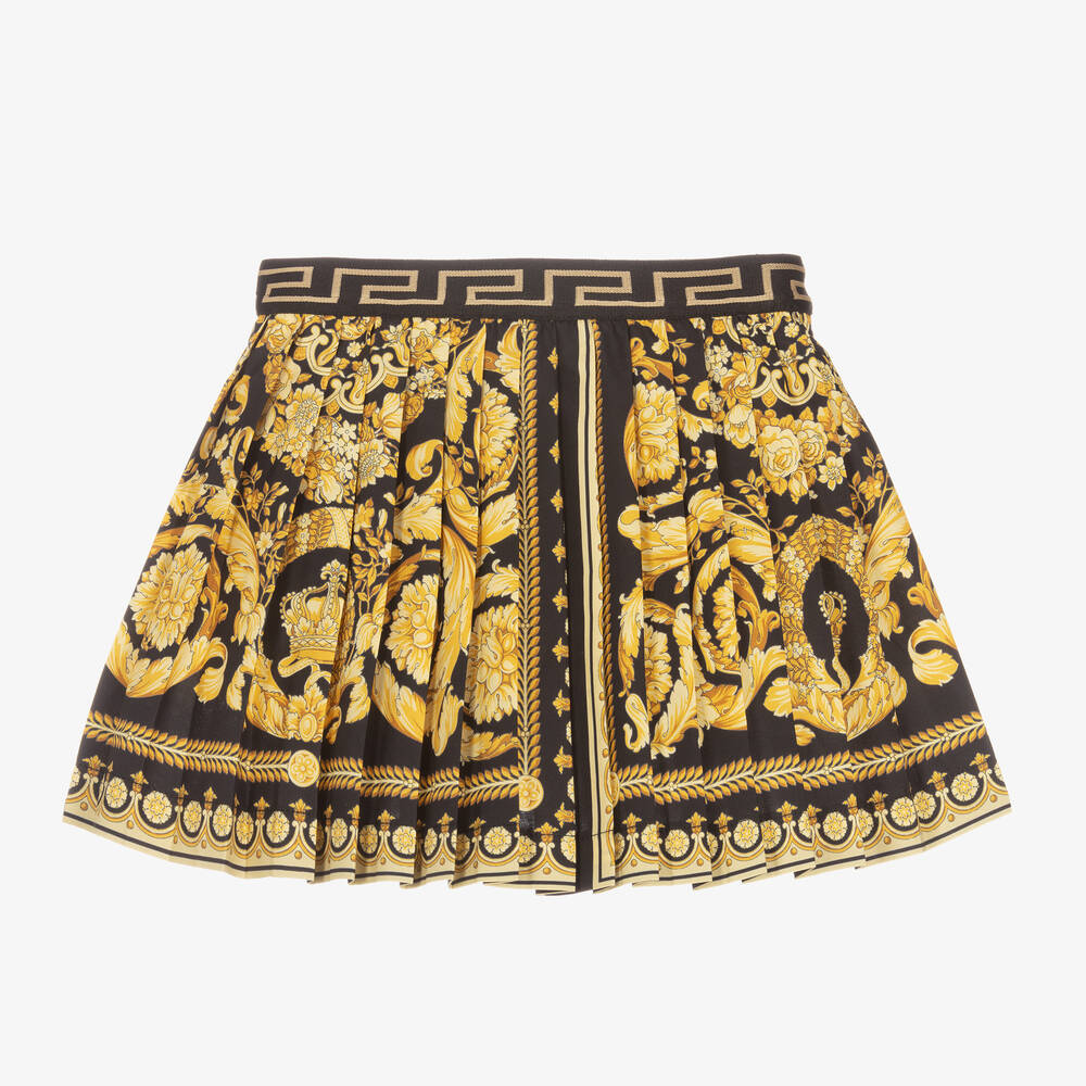 Versace - Girls Black & Gold Barocco Skirt | Childrensalon