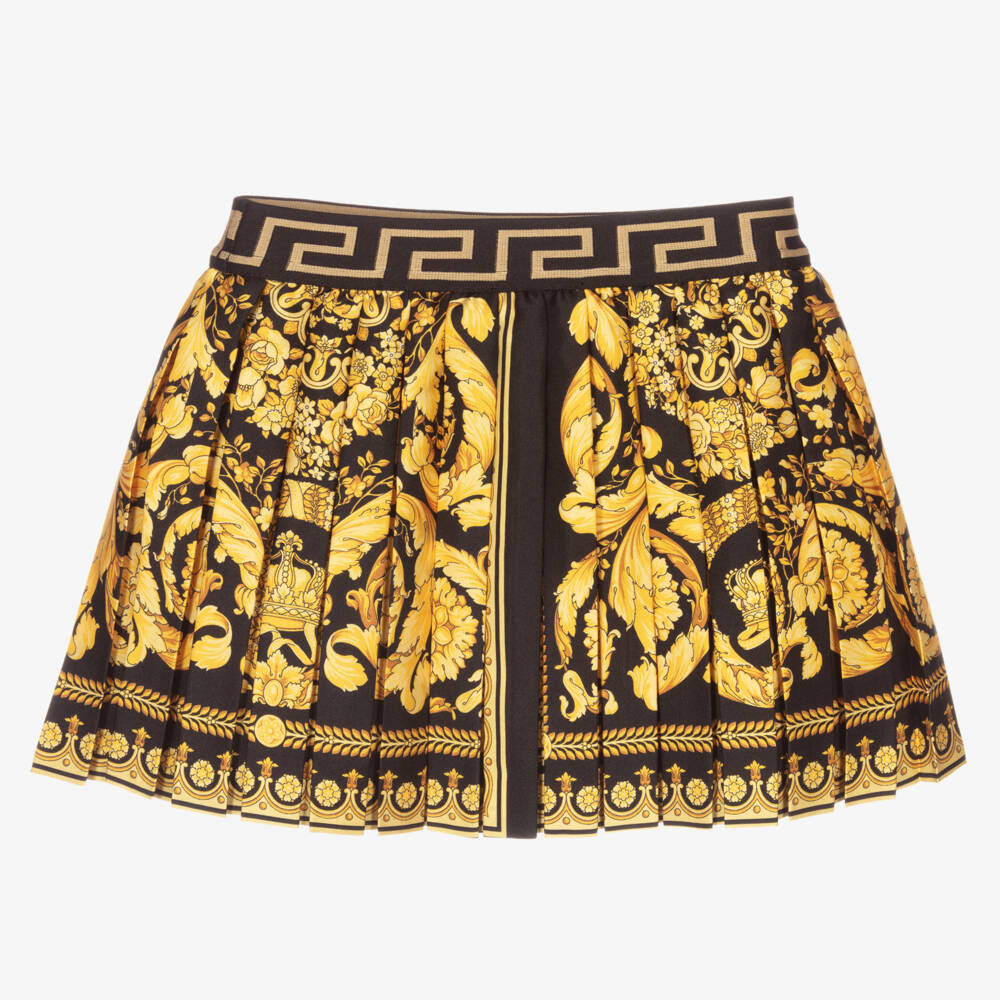Versace-Girls Black & Gold Barocco Skirt | Childrensalon Outlet