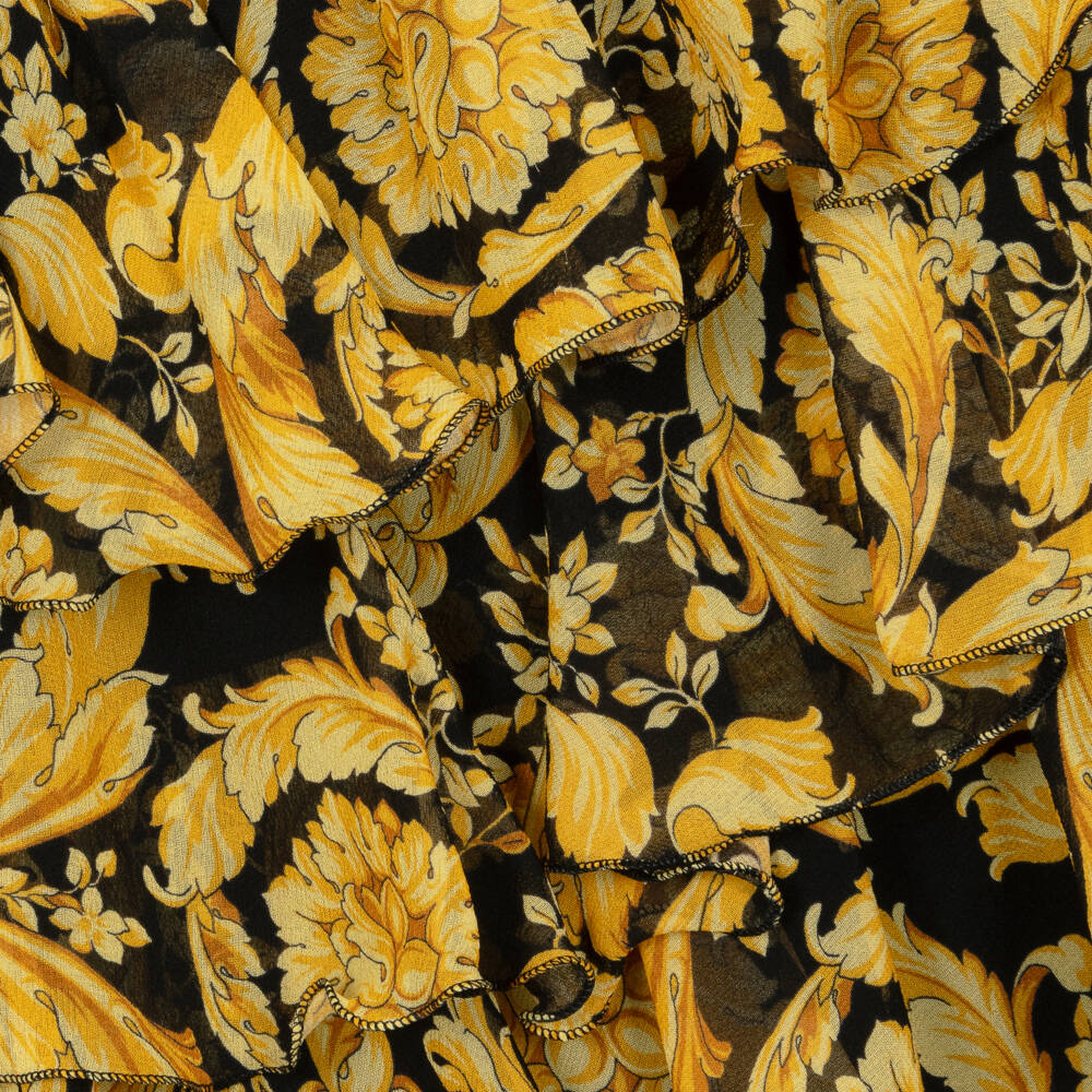 Versace-Черно-золотая многоярусная юбка Barocco для девочек | Childrensalon Outlet