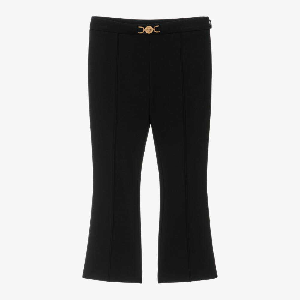 Versace-Girls Black Jersey Flare Trousers | Childrensalon Outlet