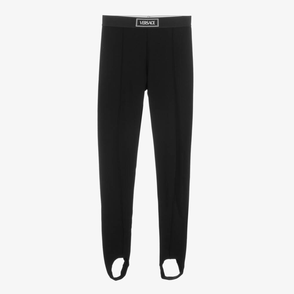 Versace-Girls Black Jersey Stirrup Trousers | Childrensalon Outlet