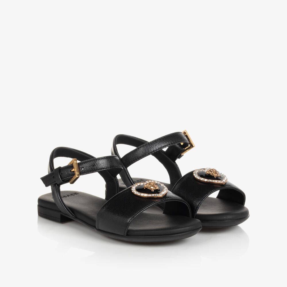Versace-Черные кожаные сандалии Medusa | Childrensalon Outlet