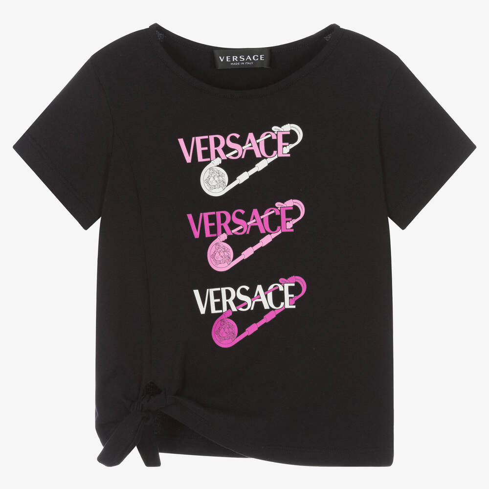 Versace - Girls Black Logo T-Shirt  | Childrensalon