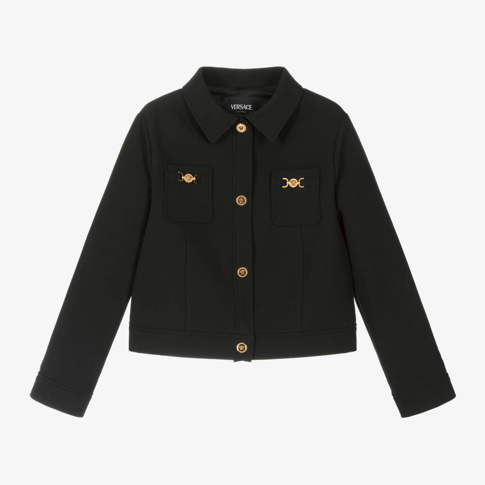 Versace-Girls Black Medusa Button Jacket | Childrensalon Outlet