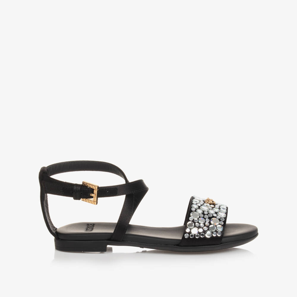 Versace-Girls Black Medusa & Crystal Sandals | Childrensalon Outlet
