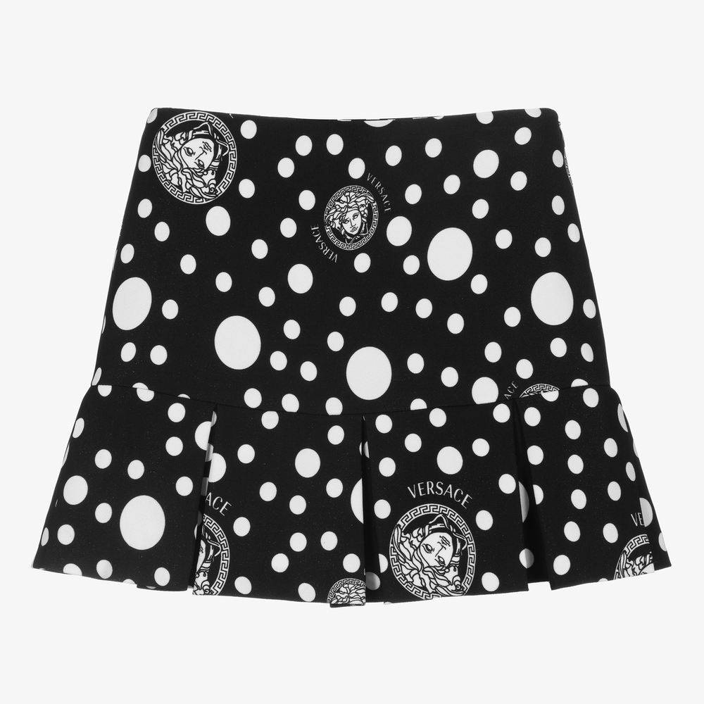 Versace - Jupe à pois noire Medusa Fille  | Childrensalon