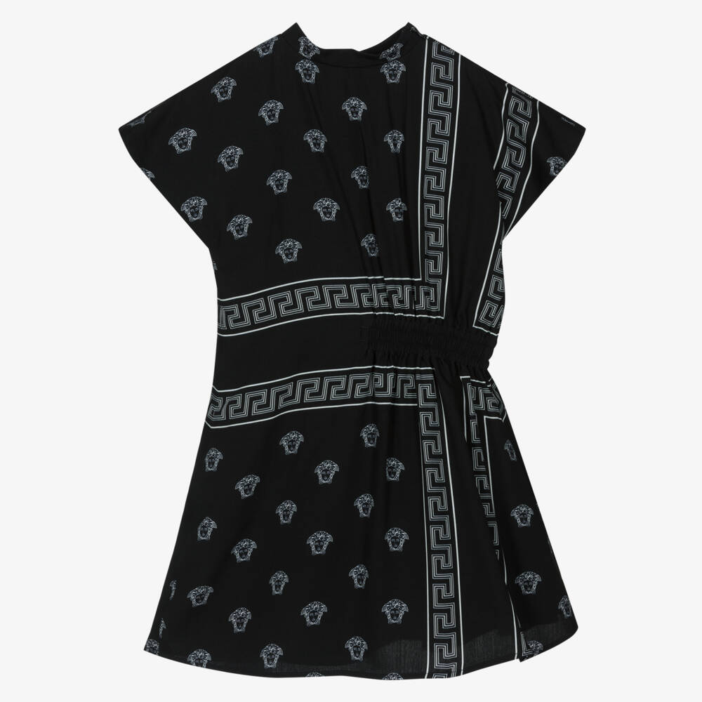 Versace-Платье с черным принтом Медузы для девочек | Childrensalon Outlet