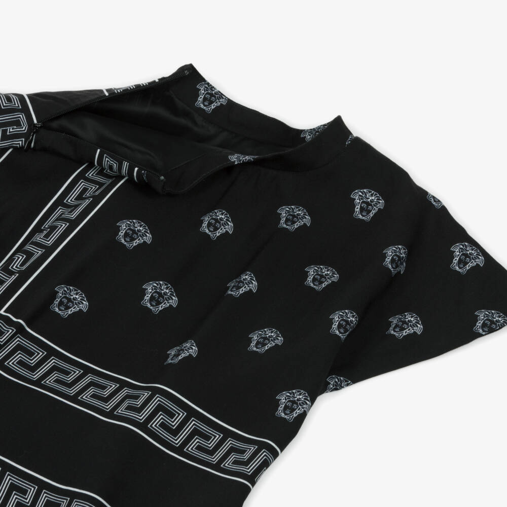 Versace-Платье с черным принтом Медузы для девочек | Childrensalon Outlet