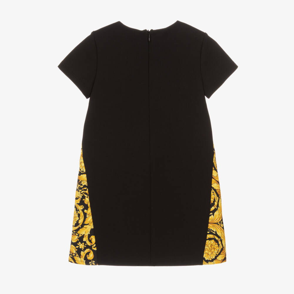 Versace-Черное платье Barocco из миланского джерси для девочек | Childrensalon Outlet