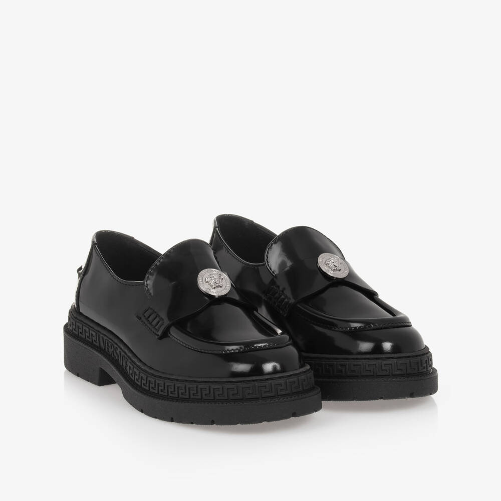 Versace-Girls Black Patent Medusa Loafers | Childrensalon Outlet