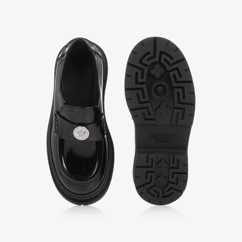Versace-Черные лоферы Medusa из лакированной кожи для девочек | Childrensalon Outlet