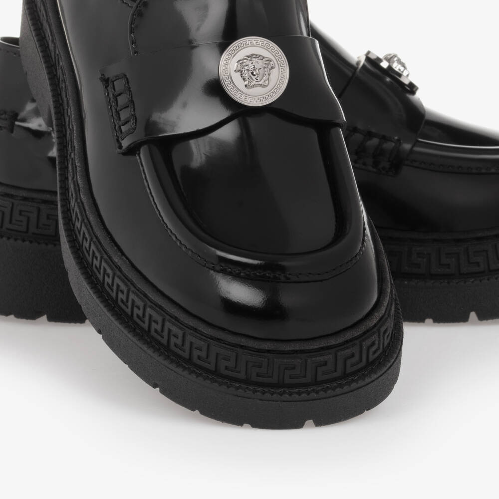 Versace-Черные лоферы Medusa из лакированной кожи для девочек | Childrensalon Outlet