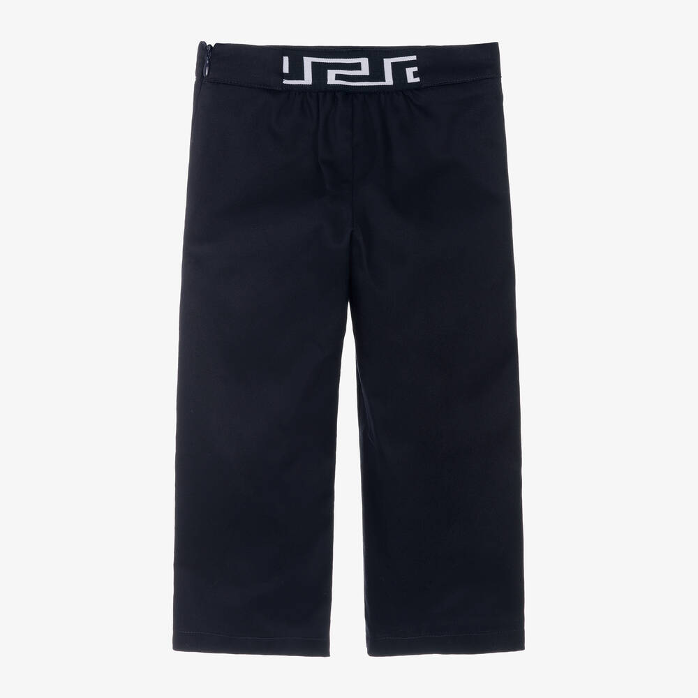 Versace-Girls Blue Cotton Twill Sailor Trousers | Childrensalon Outlet