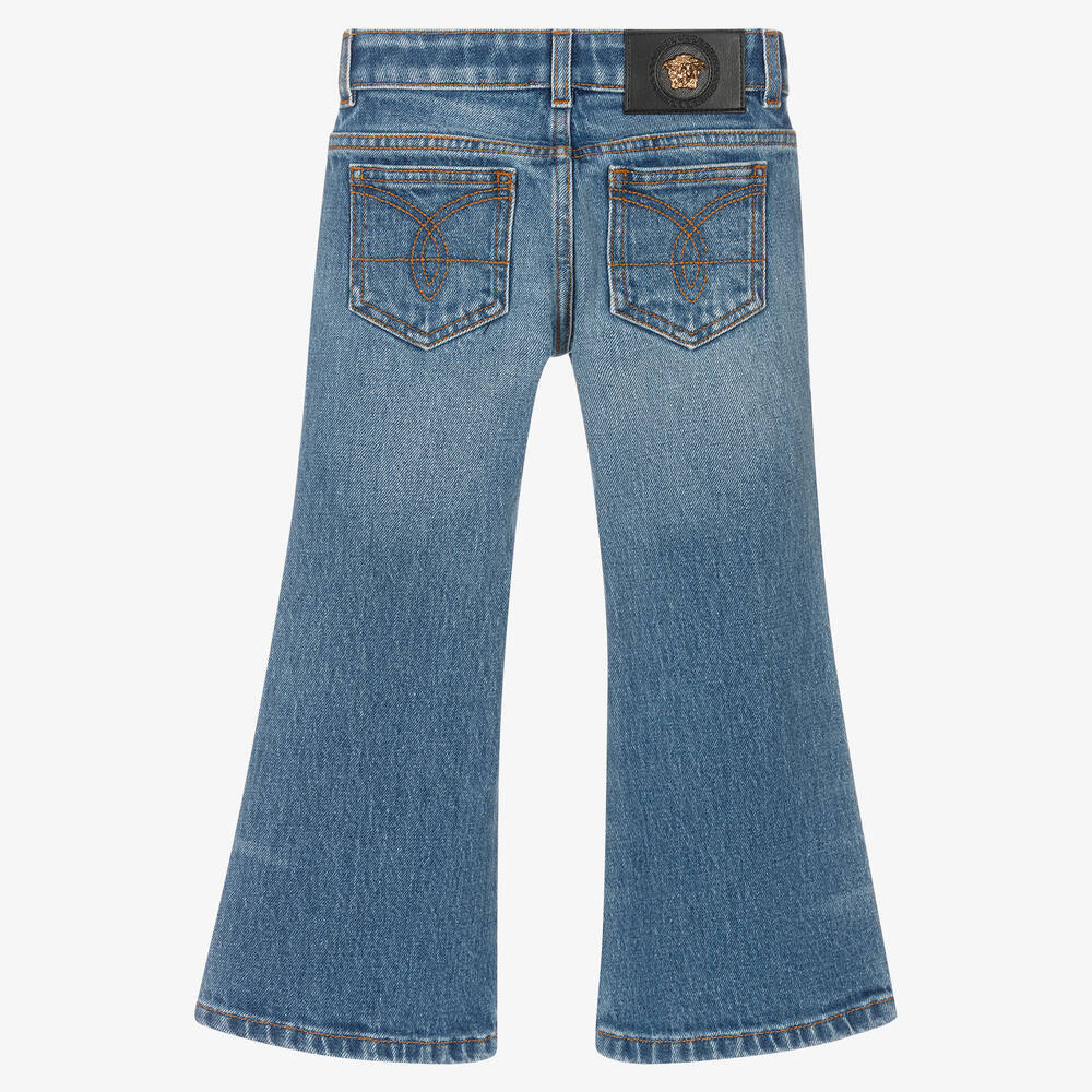Versace - Girls Blue Denim Flared Jeans | Childrensalon Outlet