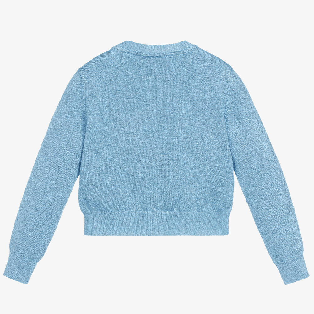 Versace-Girls Blue Knitted Sweater  | Childrensalon Outlet