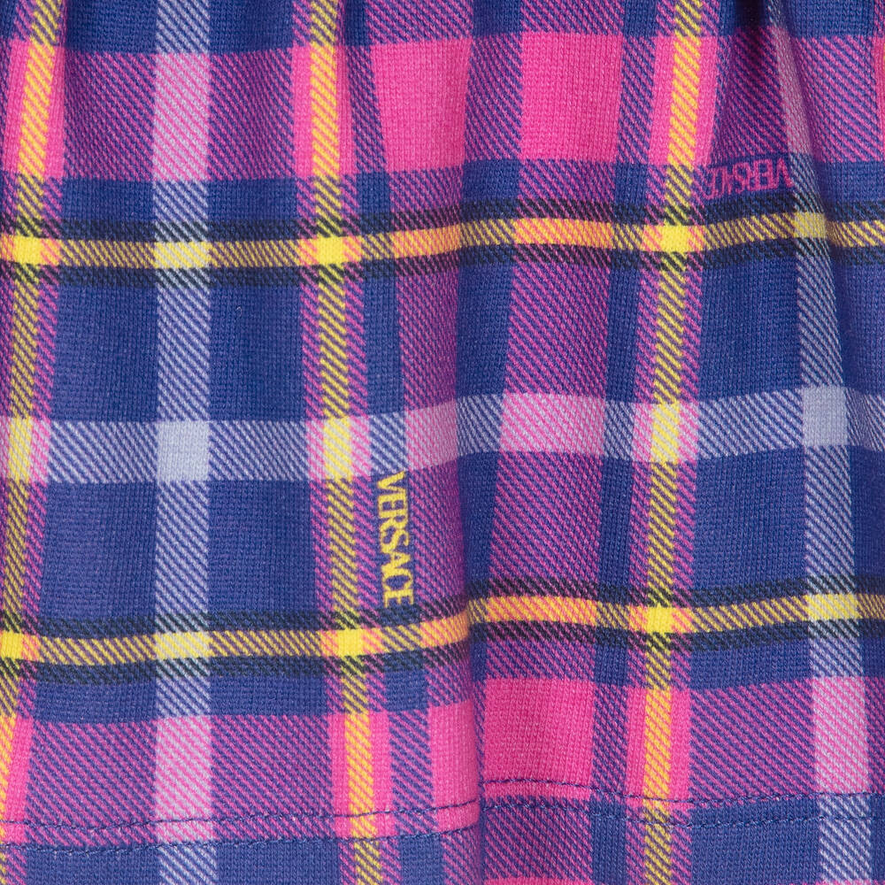 Versace-Сине-фиолетовое платье из хлопка в клетку | Childrensalon Outlet