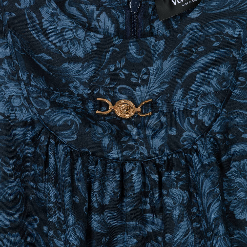 Versace-Синяя шелковая блузка Barocco для девочек | Childrensalon Outlet