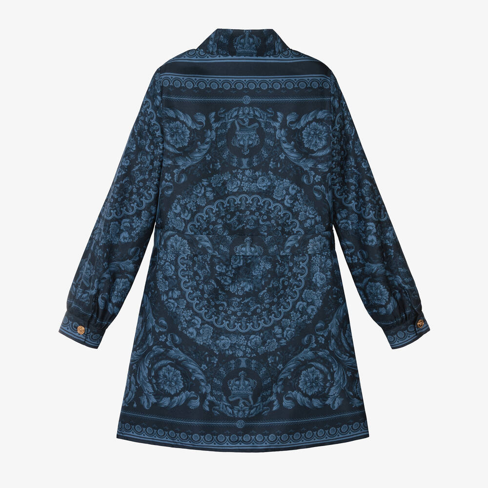 Versace-Girls Blue Silk Barocco Shirt Dress | Childrensalon Outlet