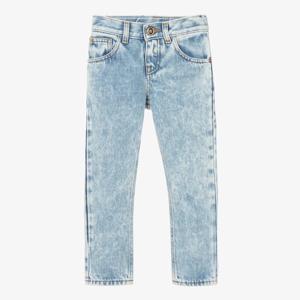 Versace - Girls Blue Washed Denim Jeans | Childrensalon