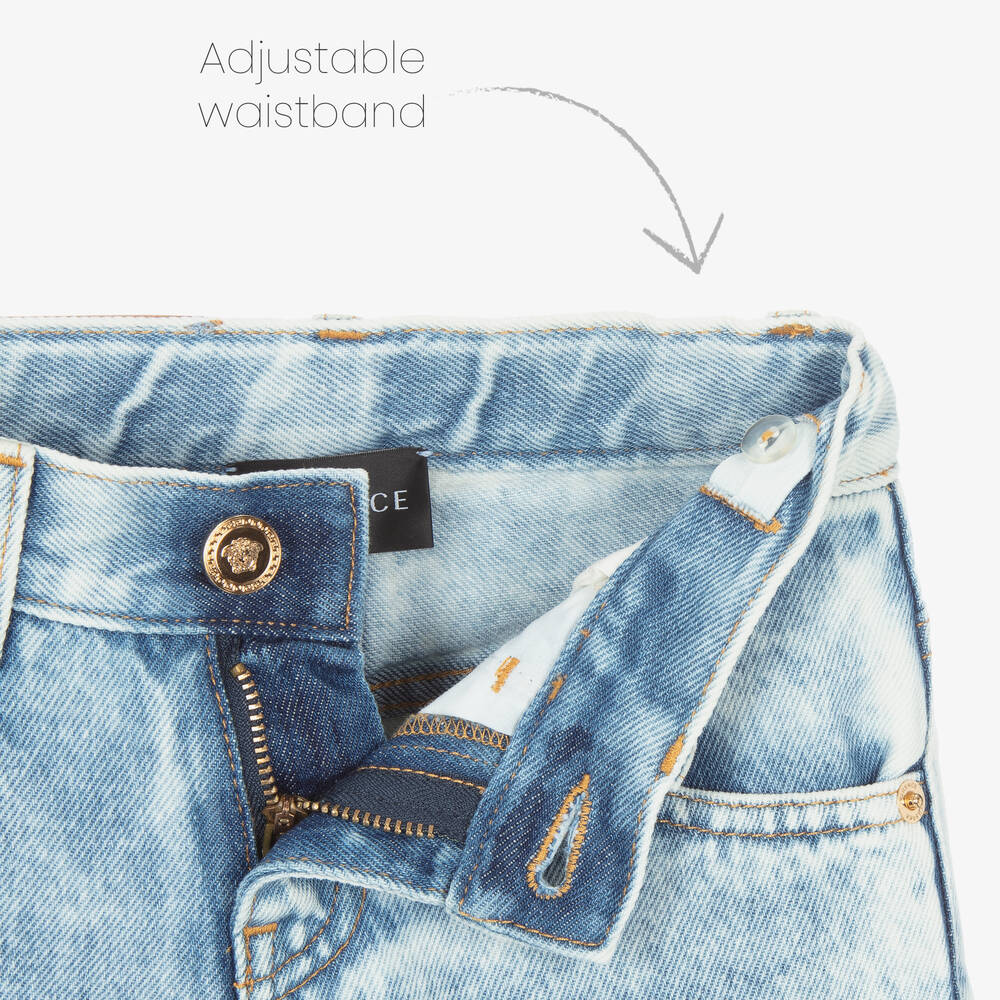 Versace-Girls Blue Washed Denim Jeans | Childrensalon Outlet