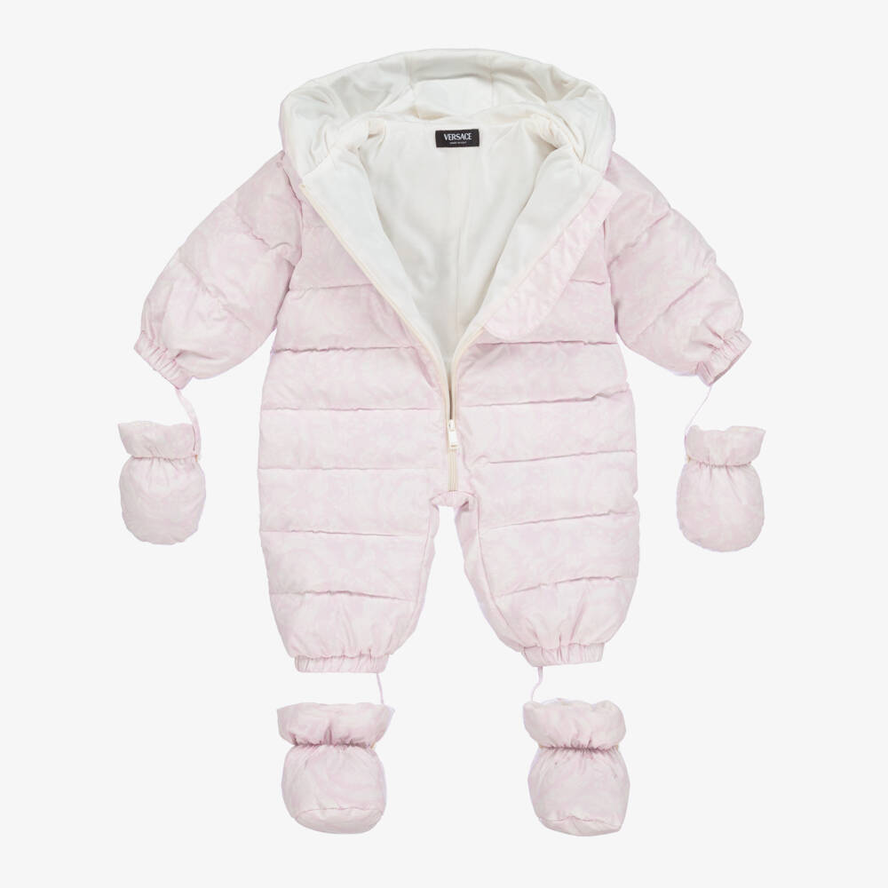 Versace-Розовый зимний комбинезон Barocco для малышек | Childrensalon Outlet
