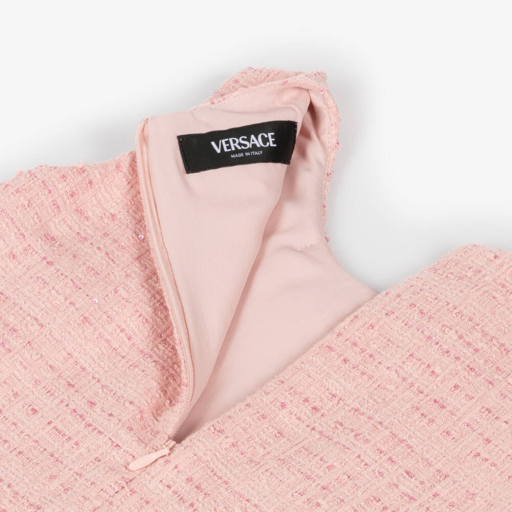 Versace-Girls Blush Tweed A-Line Dress | Childrensalon Outlet