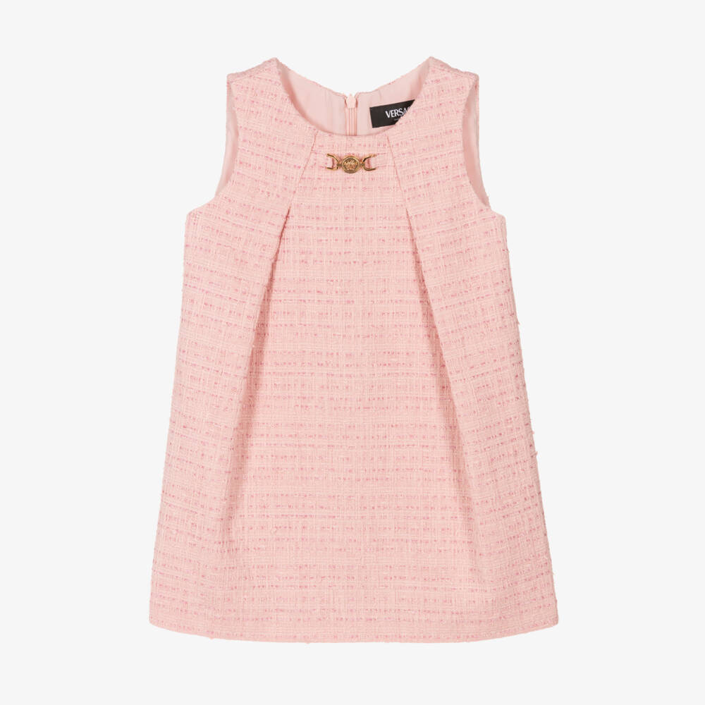 Versace-Girls Blush Tweed A-Line Dress | Childrensalon Outlet