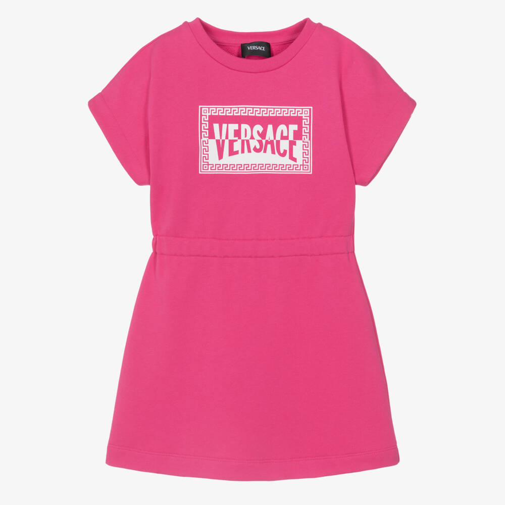 Versace-Розовое платье с логотипом из джерси | Childrensalon Outlet