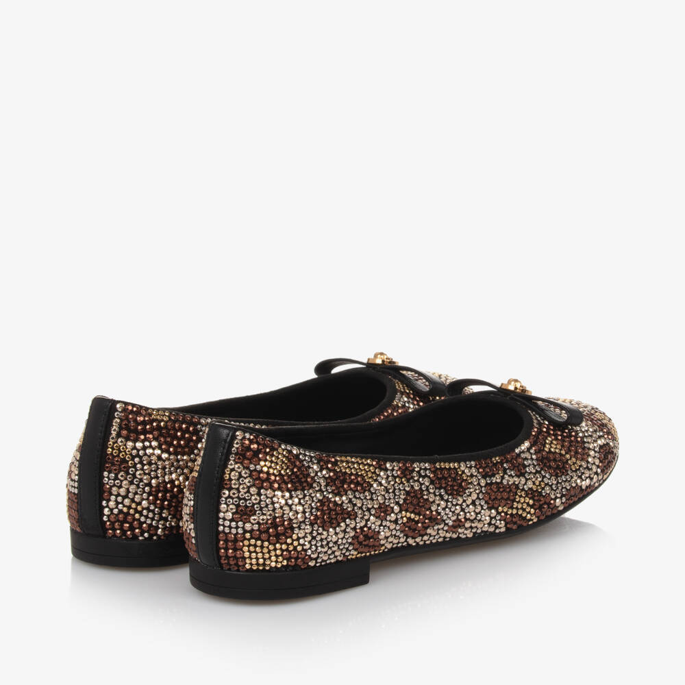 Versace-Золотисто-коричневые леопардовым туфли-лодочки для девочек | Childrensalon Outlet