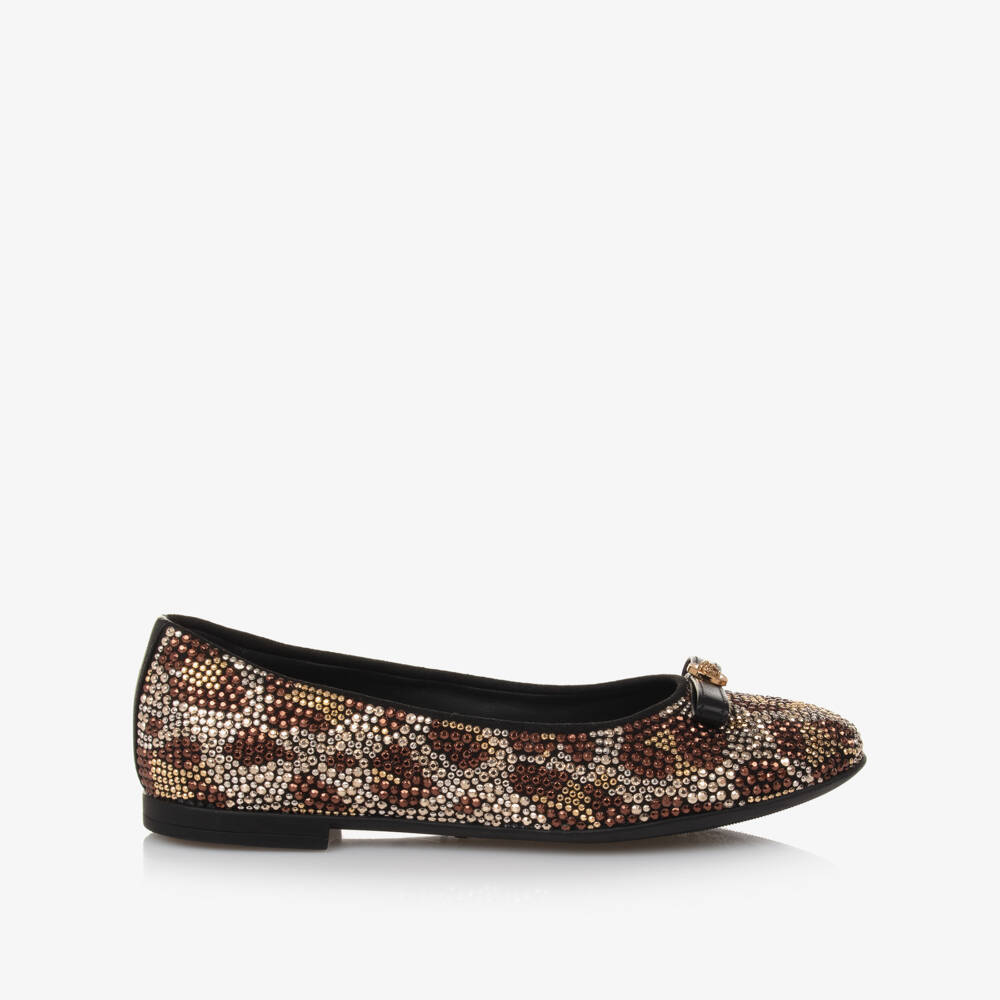 Versace-بمب بطبعة نمر لون بني وذهبي للبنات | Childrensalon Outlet