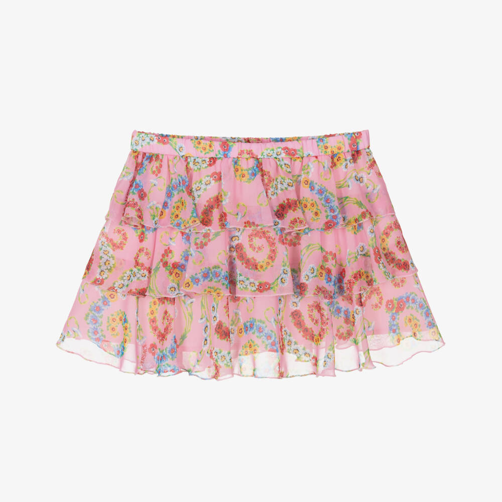 Versace-تنورة شيفون زهرية للبنات | Childrensalon Outlet
