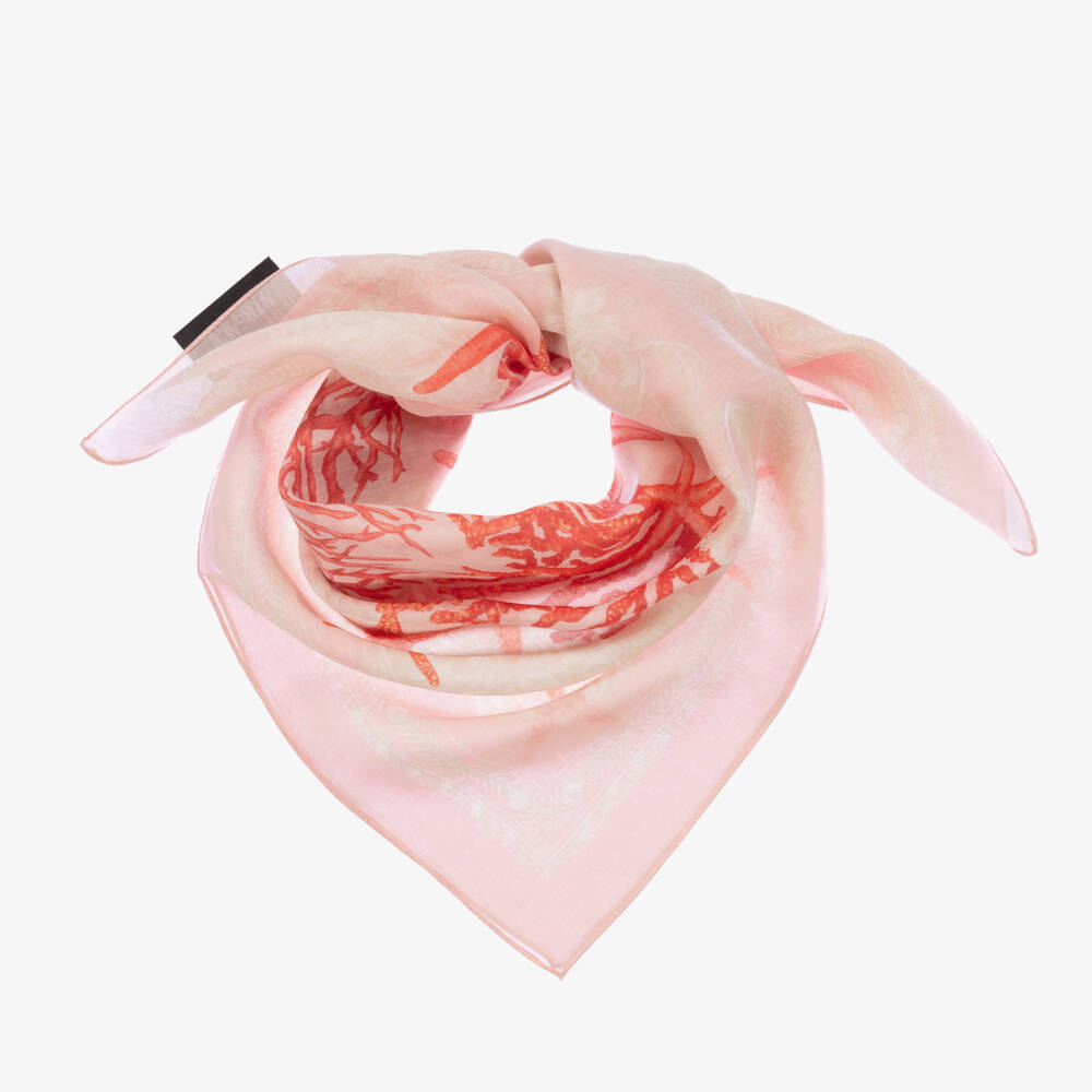 Versace-Girls Coral Pink Silk Scarf | Childrensalon Outlet