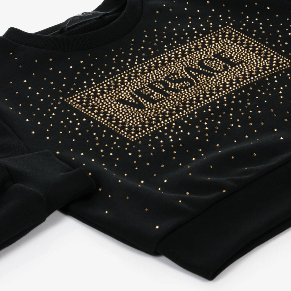 Versace-Girls Cotton Black Jumper | Childrensalon Outlet