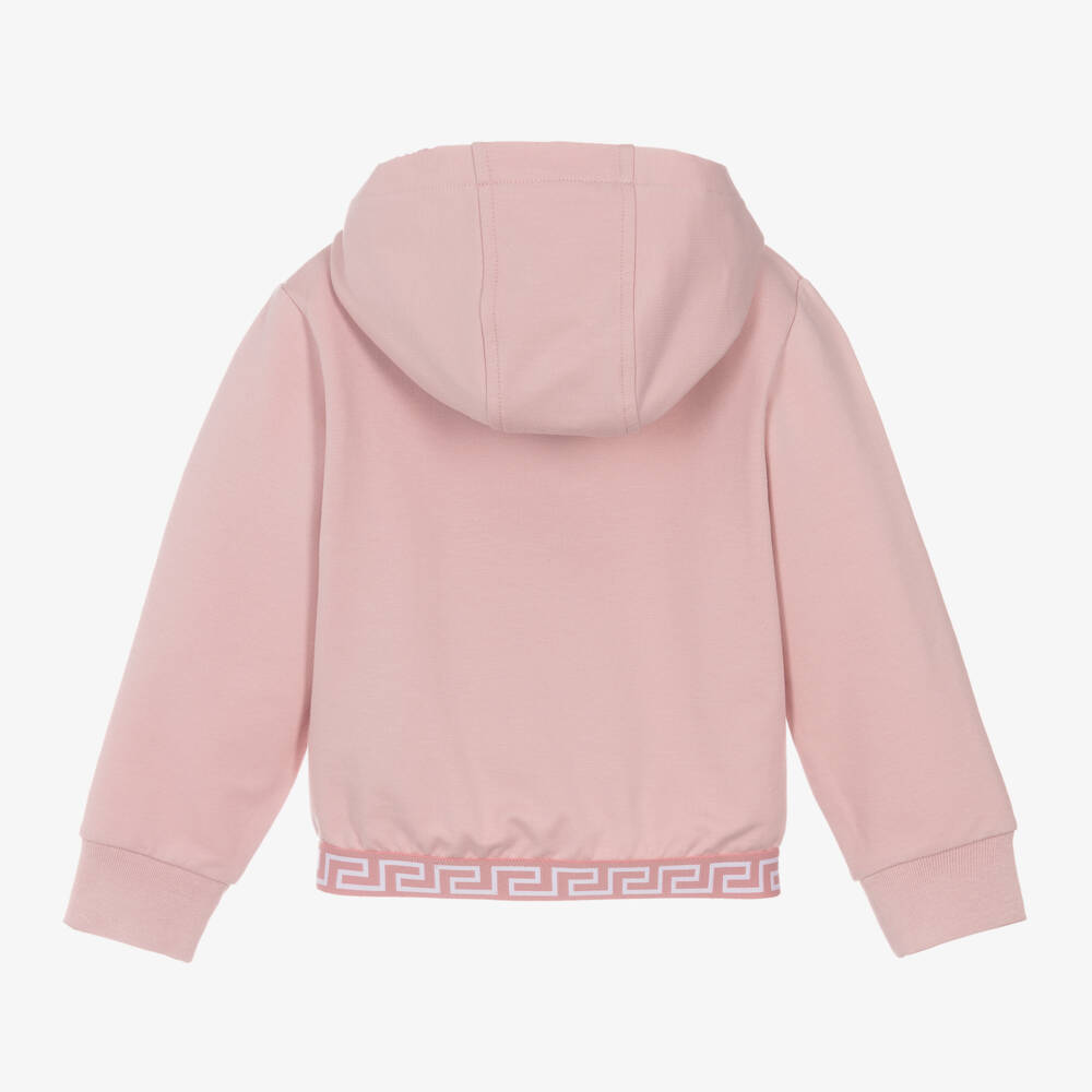 Versace-Girls Cotton Pink Hooded Jacket | Childrensalon Outlet