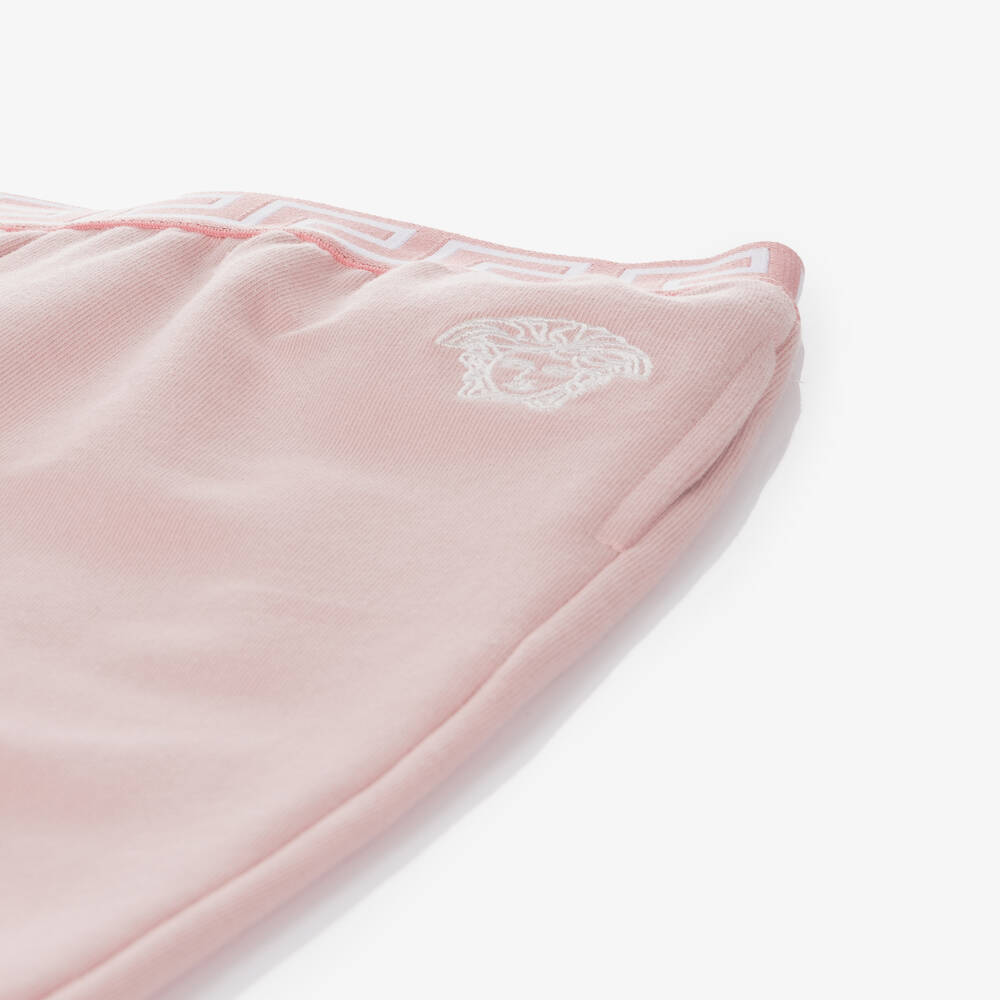 Versace-Girls Cotton Pink Logo Joggers | Childrensalon Outlet