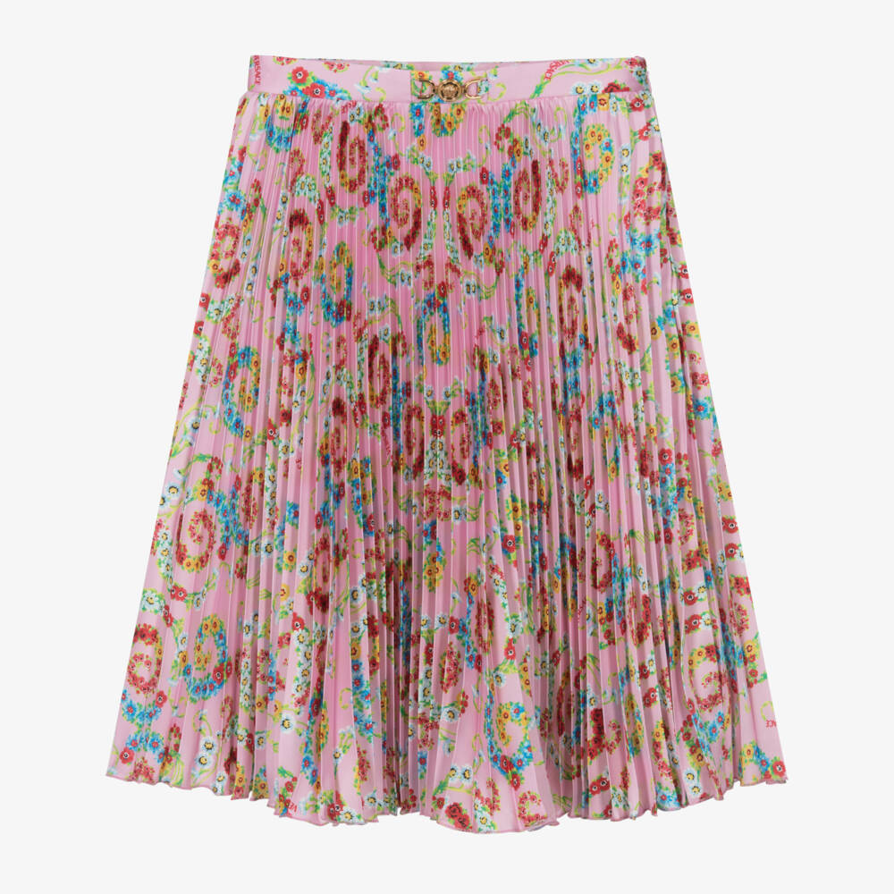 Versace-تنورة ساتان وردية ناعمة للبنات | Childrensalon Outlet