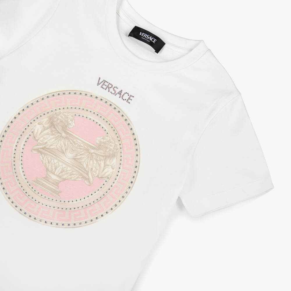 Versace-Girls Elegant Baroque White Tee | Childrensalon Outlet
