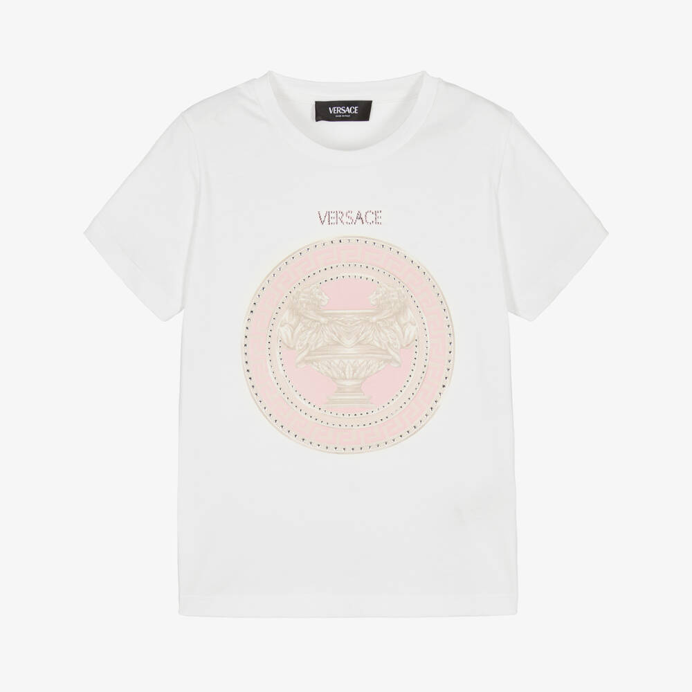Versace-Girls Elegant Baroque White Tee | Childrensalon Outlet