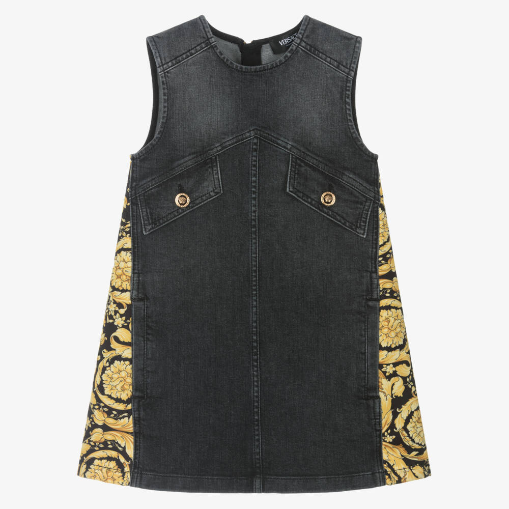 Versace-Girls Elegant Black Denim Dress | Childrensalon Outlet
